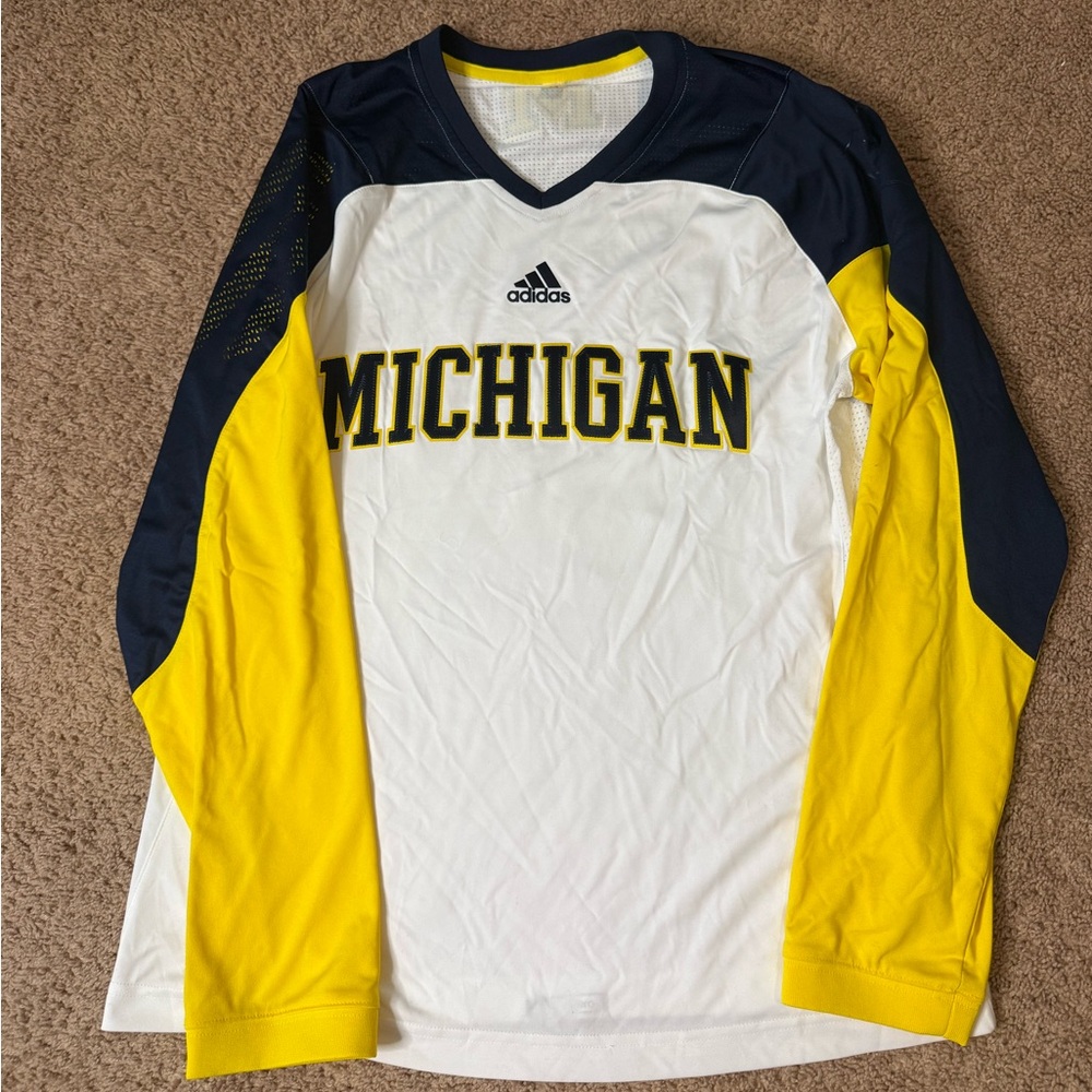 Adidas Michigan Men's Jersey - White, Yellow, and Blue